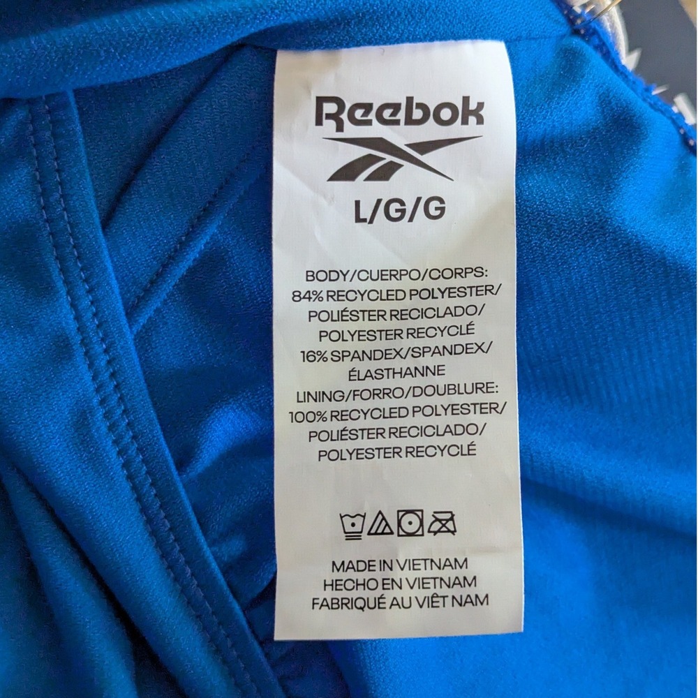 Reebok One Piece Swimsuit Women Sz L Blue Low Scoop Back NWT Lifeguard Swim Team - Picture 6 of 9